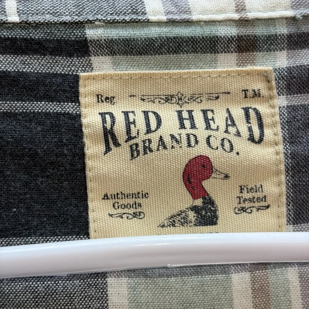Redhead Green Plaid Button Up Shirt Cotton Men‎ Size 2XL Tall Short Sleeve